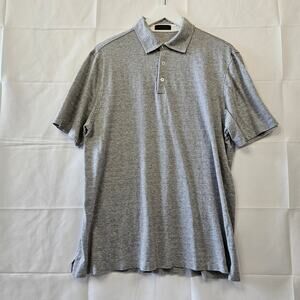 Saks Fifth Avenue Men's Cotton Linen Blend Polo Short Sleeve Shirt Size Large